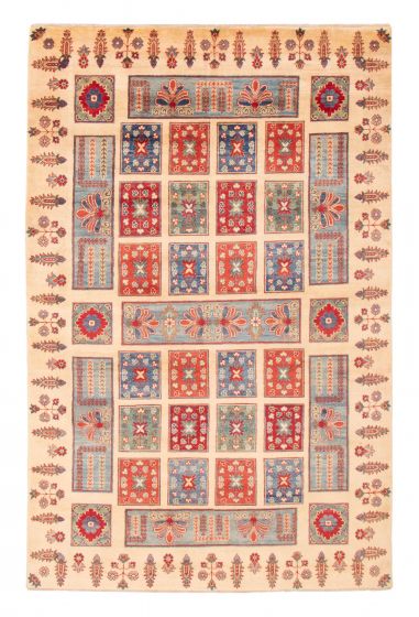 Geometric Ivory Area rug 6x9 Afghan Hand-knotted 376969