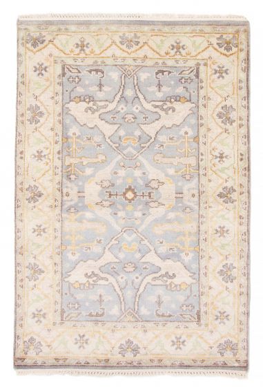 Bordered  Traditional Grey Area rug 3x5 Indian Hand-knotted 377897