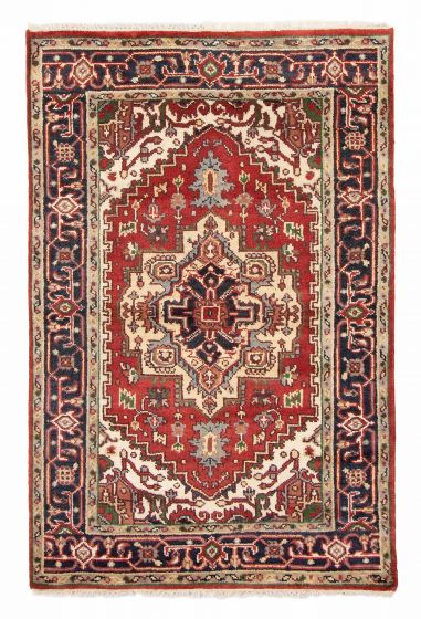 Bordered  Traditional Red Area rug 3x5 Indian Hand-knotted 377966