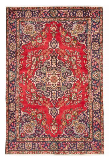 Bordered  Traditional Red Area rug 6x9 Persian Hand-knotted 380227