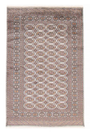 Bordered  Tribal Grey Area rug 5x8 Pakistani Hand-knotted 381989