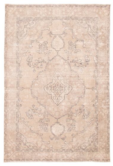 Bordered  Vintage/Distressed Green Area rug 6x9 Turkish Hand-knotted 386564