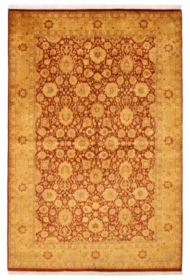 Bordered  Traditional Brown Area rug 5x8 Pakistani Hand-knotted 391767