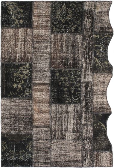 Transitional Black Area rug 5x8 Turkish Handmade 56428