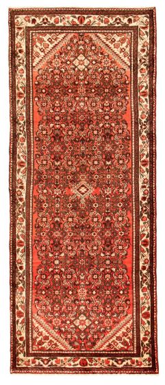 Bordered  Traditional Red Runner rug 9-ft-runner Persian Hand-knotted 352529