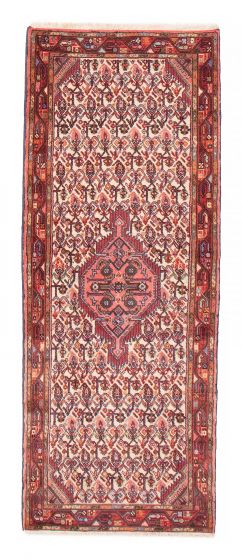 Bordered  Traditional Ivory Runner rug 7-ft-runner Persian Hand-knotted 385648