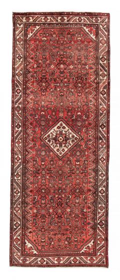 Bordered  Traditional Red Runner rug 10-ft-runner Persian Hand-knotted 385676