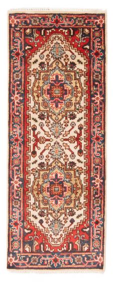 Bordered  Traditional Ivory Runner rug 6-ft-runner Indian Hand-knotted 377318