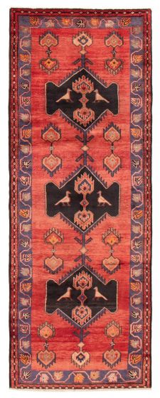 Bordered  Tribal Red Runner rug 10-ft-runner Turkish Hand-knotted 389301