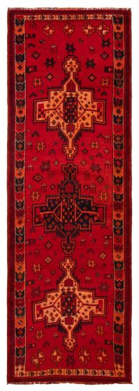 Geometric  Tribal Red Runner rug 12-ft-runner Turkish Hand-knotted 389791