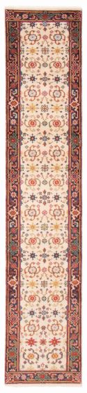Bordered  Traditional Ivory Runner rug 12-ft-runner Indian Hand-knotted 377277