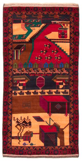 Novelty  Tribal Red Area rug 4x6 Afghan Hand-knotted 367600