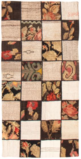 Transitional Ivory Area rug 3x5 Turkish Flat-Weave 369402
