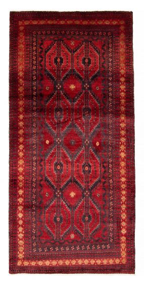 Bordered  Traditional Red Area rug Unique Afghan Hand-knotted 379158