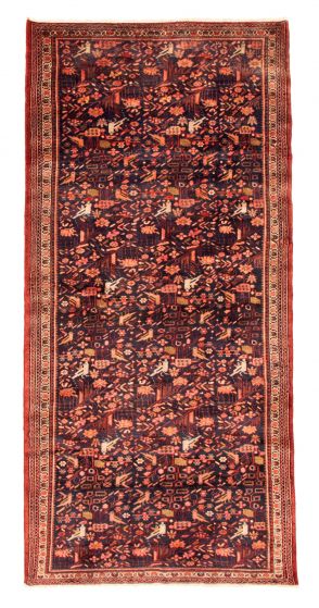 Bordered  Traditional Blue Runner rug 10-ft-runner Persian Hand-knotted 352690