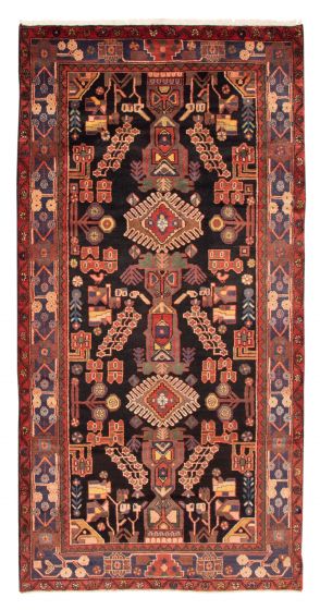 Bordered  Traditional Black Area rug Unique Persian Hand-knotted 353650