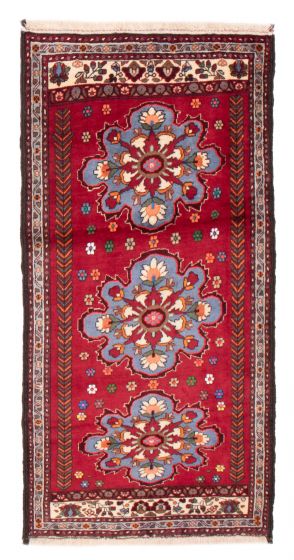 Bordered  Tribal Red Area rug 4x6 Persian Hand-knotted 381474