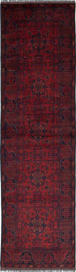 Geometric  Tribal Red Runner rug 10-ft-runner Afghan Hand-knotted 235932