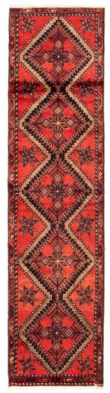 Bordered  Tribal Red Runner rug 9-ft-runner Persian Hand-knotted 352371