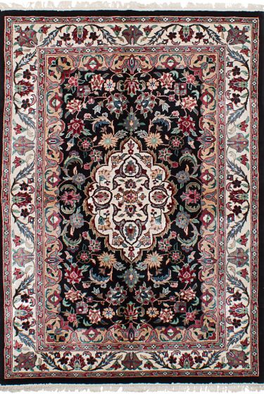Bordered  Traditional Black Area rug 3x5 Chinese Hand-knotted 253104