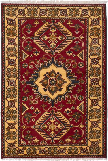 Bordered  Geometric Red Area rug 3x5 Afghan Hand-knotted 282080