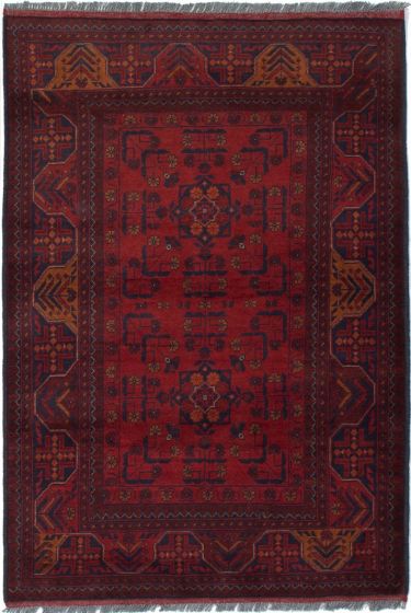 Bordered  Tribal Red Area rug 3x5 Afghan Hand-knotted 282203