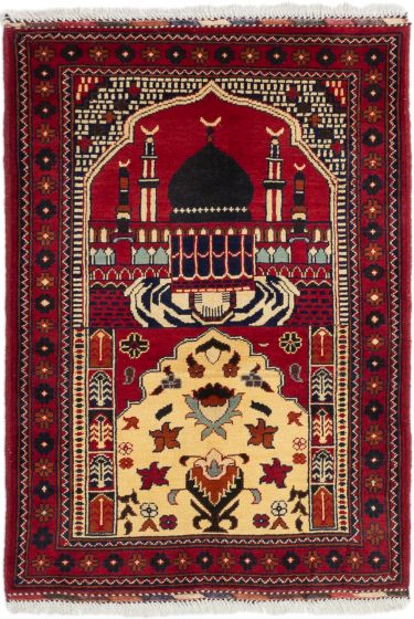 Bordered  Traditional Red Area rug 3x5 Afghan Hand-knotted 282787