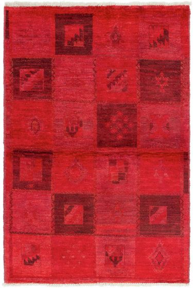 Casual  Transitional Red Area rug 3x5 Indian Hand-knotted 287244