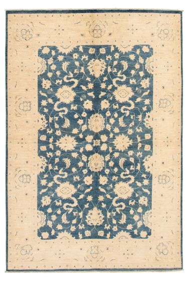 Bordered  Traditional Blue Area rug 5x8 Afghan Hand-knotted 331372