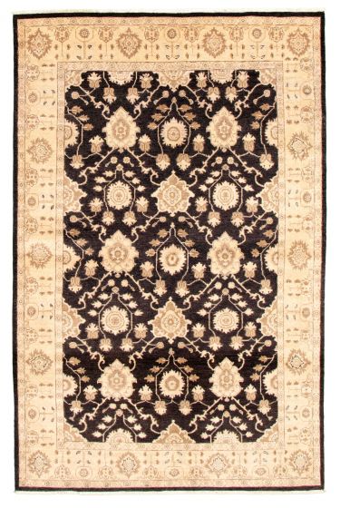 Bordered  Traditional Black Area rug 5x8 Afghan Hand-knotted 336406