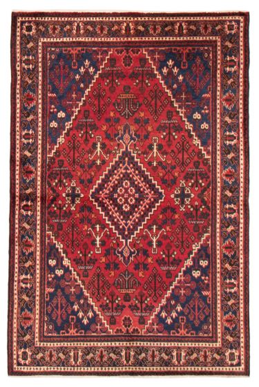 Bordered  Traditional Red Area rug 4x6 Persian Hand-knotted 365168