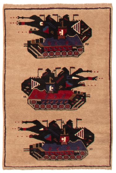 Bordered  Tribal Brown Area rug 3x5 Afghan Hand-knotted 366099