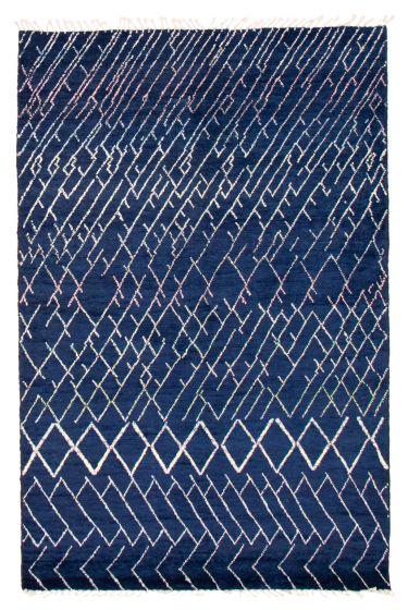 Moroccan Blue Area rug 5x8 Pakistani Hand-knotted 368418
