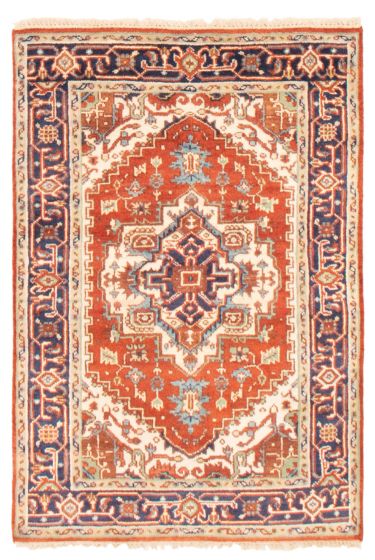 Bordered  Traditional Red Area rug 3x5 Indian Hand-knotted 369641