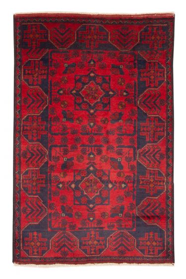 Bordered  Traditional Red Area rug 3x5 Afghan Hand-knotted 376898