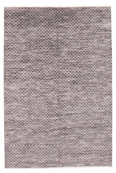 Transitional Grey Area rug 5x8 Indian Hand-knotted 377313
