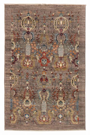 Floral  Transitional Grey Area rug 3x5 Afghan Hand-knotted 390330