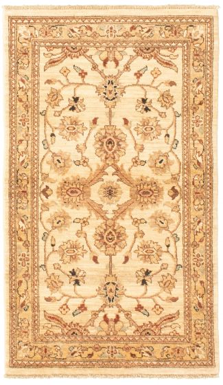 Bordered  Traditional Ivory Area rug 3x5 Afghan Hand-knotted 330476