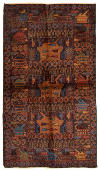 Bordered  Tribal Blue Area rug 4x6 Afghan Hand-knotted 365351