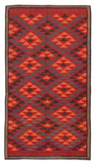 Flat-weaves & Kilims  Geometric Red Area rug 5x8 Turkish Flat-Weave 385700