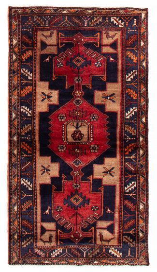 Bordered  Tribal Blue Area rug 3x5 Turkish Hand-knotted 391403