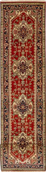 Floral  Traditional Red Runner rug 12-ft-runner Indian Hand-knotted 237527