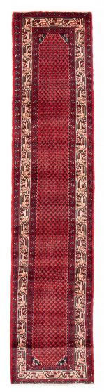 Bordered  Tribal Red Runner rug 9-ft-runner Turkish Hand-knotted 384446