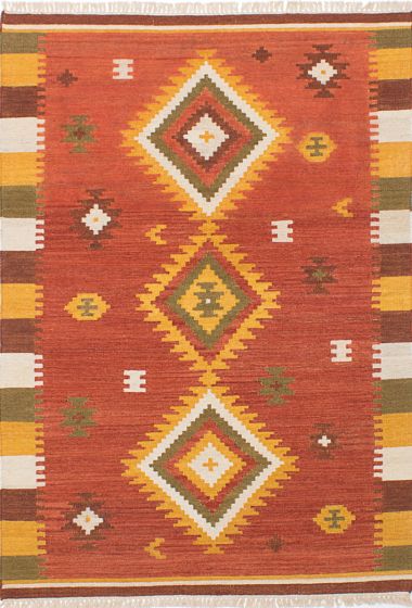 Flat-weaves & Kilims  Transitional Brown Area rug 4x6 Turkish Flat-weave 221039