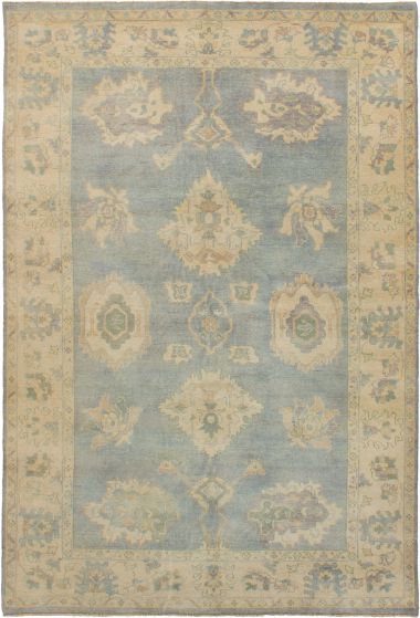 Bordered  Traditional Blue Area rug 5x8 Indian Hand-knotted 272029