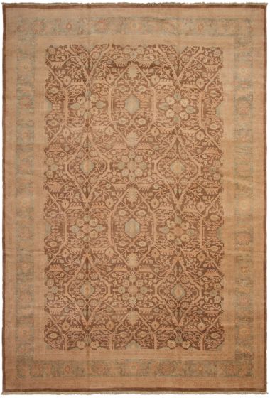 Bordered  Traditional Brown Area rug Unique Pakistani Hand-knotted 289271