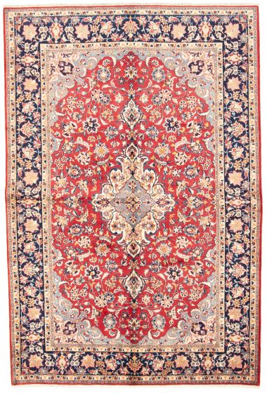 Bordered  Traditional Red Area rug 6x9 Persian Hand-knotted 310591