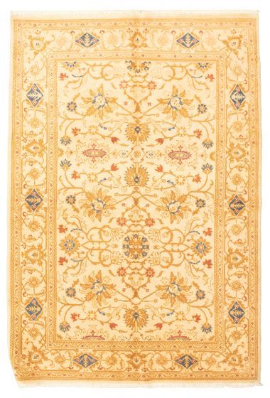 Bordered  Traditional Ivory Area rug 5x8 Afghan Hand-knotted 318216