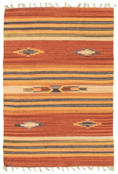 Flat-weaves & Kilims  Transitional Orange Area rug 2x3 Turkish Flat-weave 339235