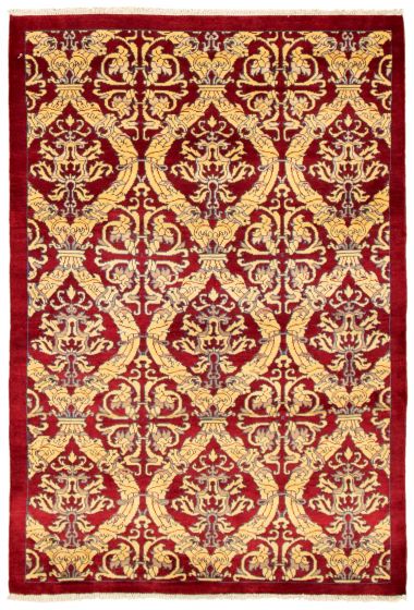 Traditional  Transitional Red Area rug 3x5 Pakistani Hand-knotted 341352
